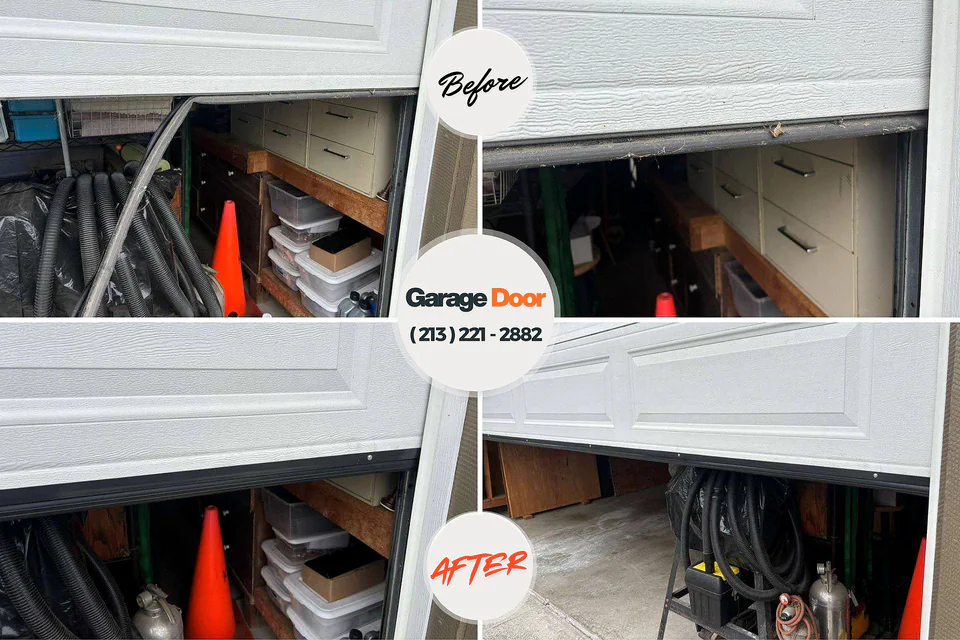 Before and after: garage door repair Beverly Hills, CA
